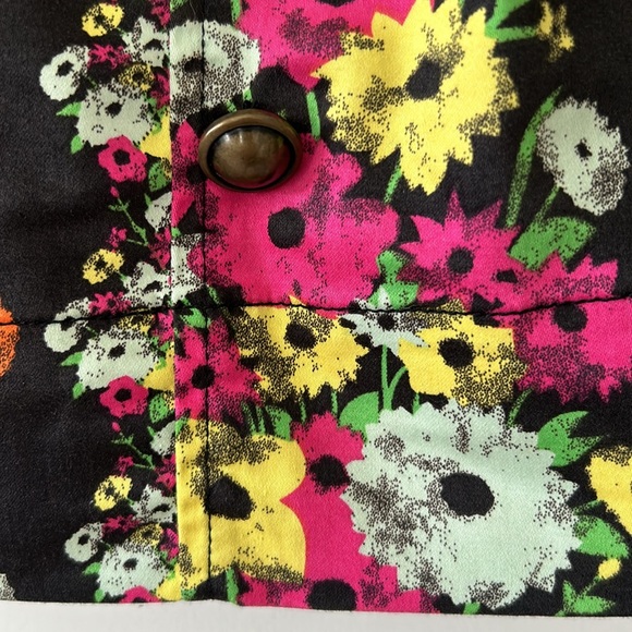 Tulle from Anthro Floral Print Gathered Mini Skirt w Pockets, Brass Buttons - Picture 5 of 9